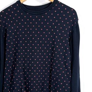 BYFORD Navy Orange Polka Dot Crew Neck Sweater Pullover Knit Women Sz XL Preppy
